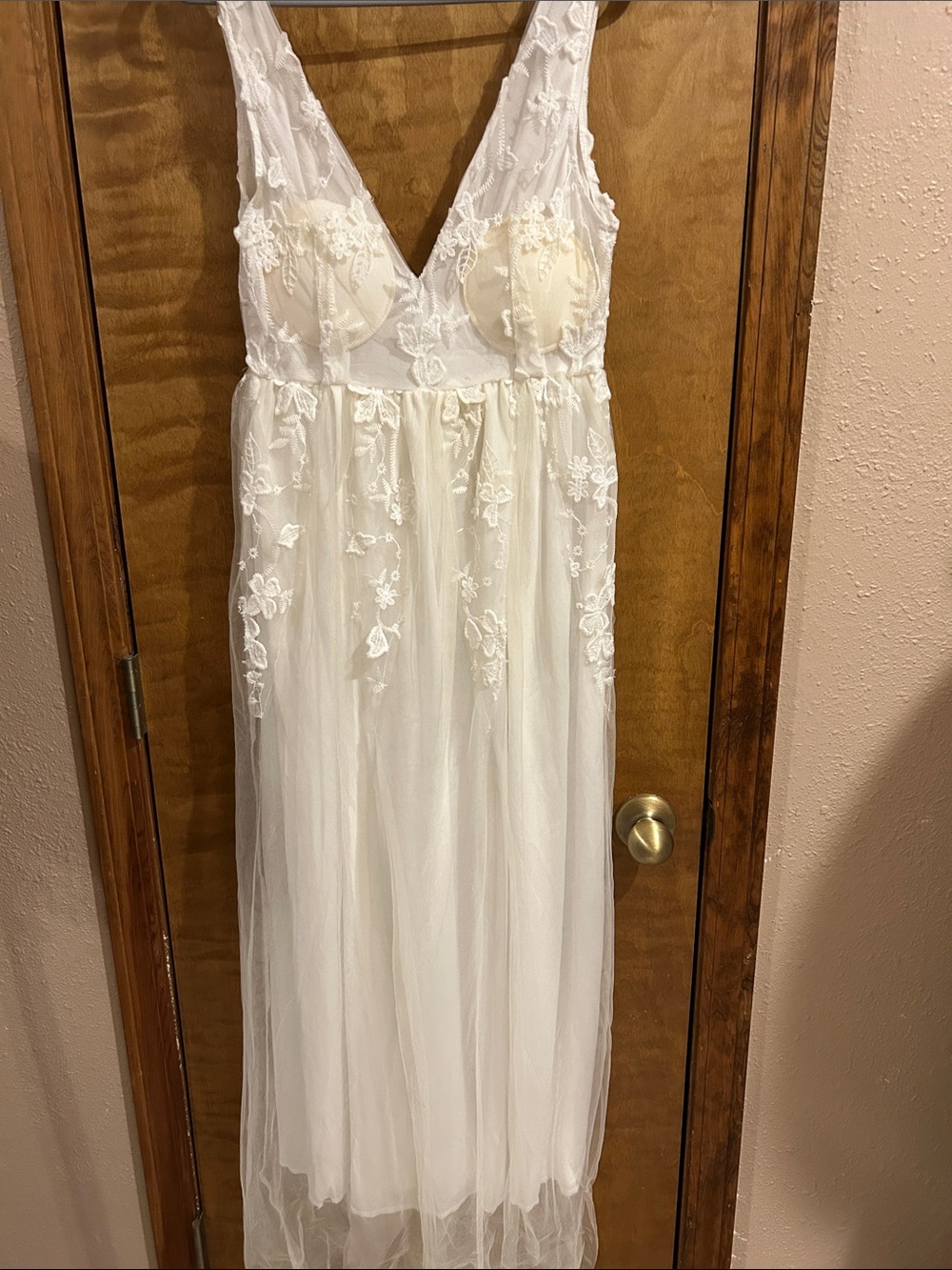 Sheer White Lace Mesh Maxi Dress - Excellent Condition